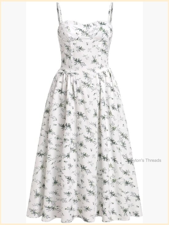 Dresses & Skirts - Sexy Spaghetti Strap Bustier Midi Dress with Pockets Flowy Pleated Hem